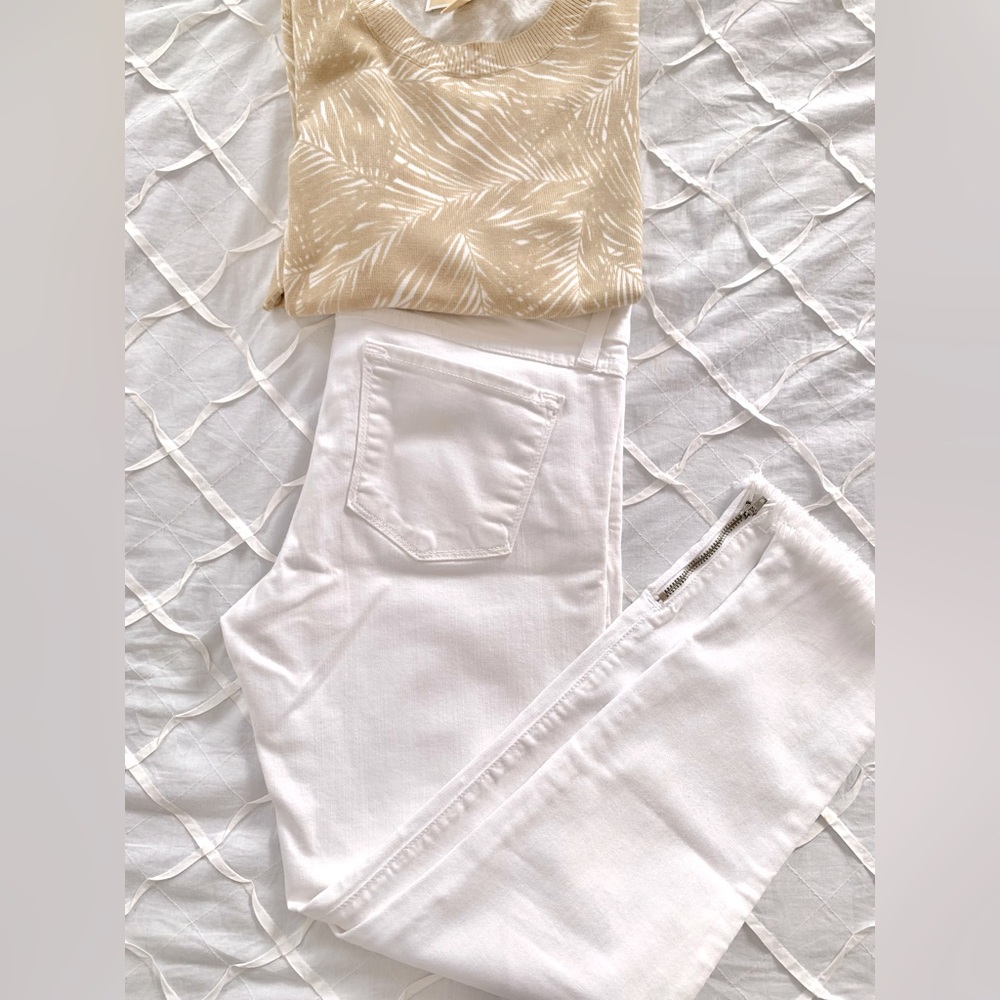 Flying Monkey white jeans with ankle fringe